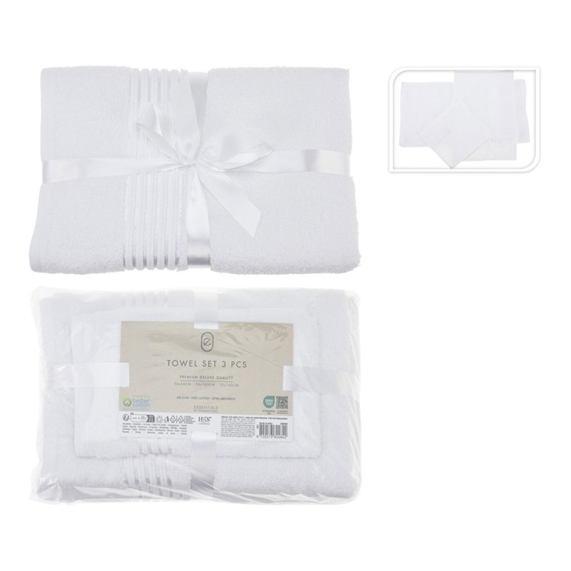 Juego de toallas de 3 medidas color blanco especial baño Juego de toallas de 3 medidas color blanco especial baño