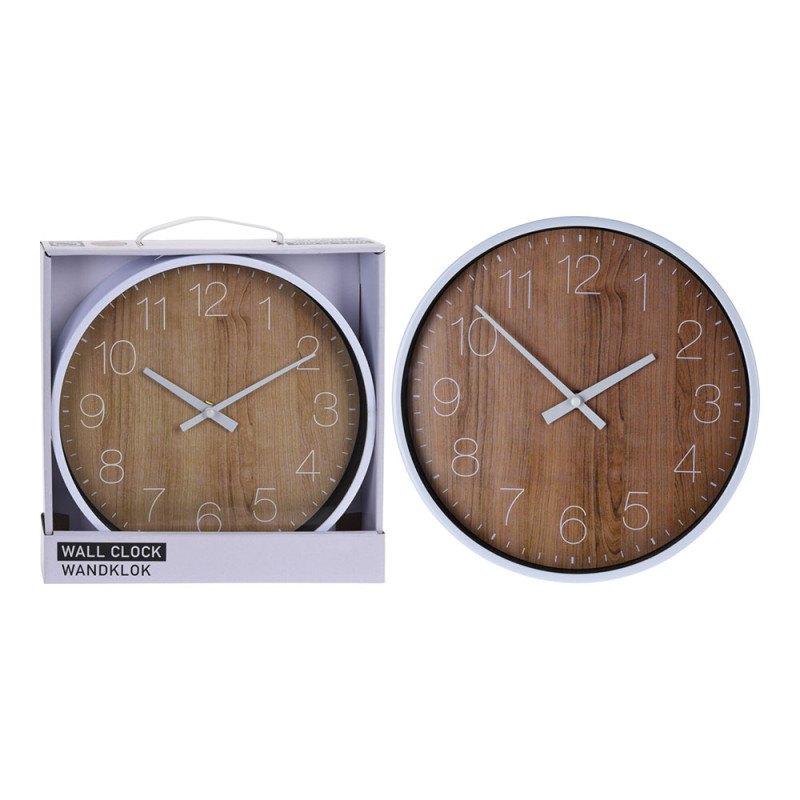Reloj para pared efecto madera ø25cm. Reloj para pared efecto madera ø25cm.