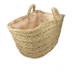 Capazo de esparto con forro para leña 60x35x45cm oval