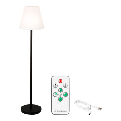 Lámpara de pie para exteior y interior recargable con mando a distancia color blanco y negro 150 cm