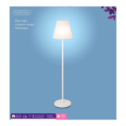 Lámpara de pie para exteior y interior recargable con mando a distancia color blanco 150 cm