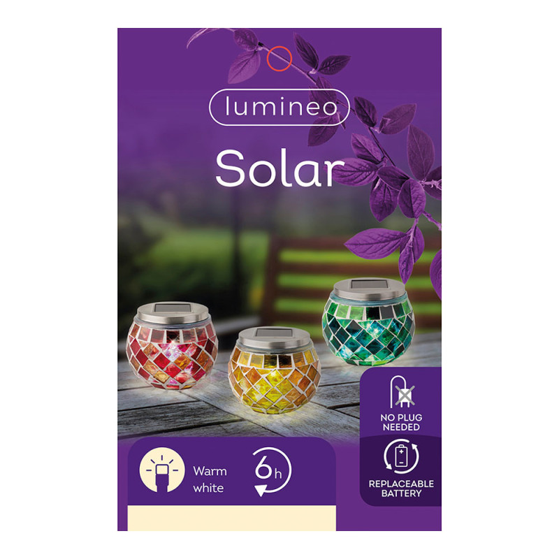 Lámpara solar diseño mosaico 9cm colores surtidos. 894596 Lámpara solar diseño mosaico 9cm colores surtidos. 894596