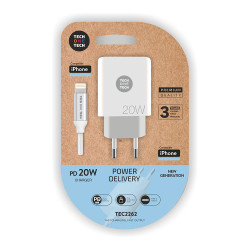 Cargador pd 20 w + cable lightning blanco