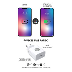 Cargador pd 20 w + cable lightning blanco