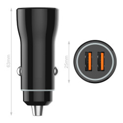 Cargador doble mechero coche negro 2,4a -12w tech one tech