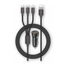 Cargador mechero negro 2xusb + cable triple nylon tech one tech