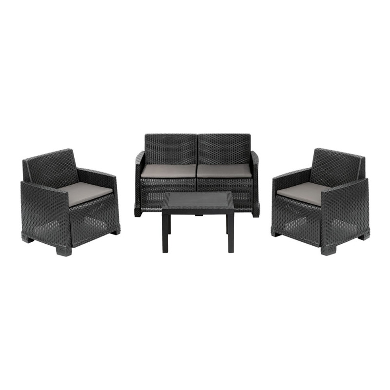Conjunto jardin iseo 4 piezas antracita Conjunto jardin iseo 4 piezas antracita