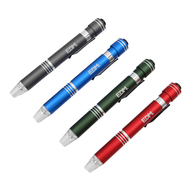 Linterna - destornillador con 6 puntas imantadas, colores surtidos Linterna - destornillador con 6 puntas imantadas, colores surtidos
