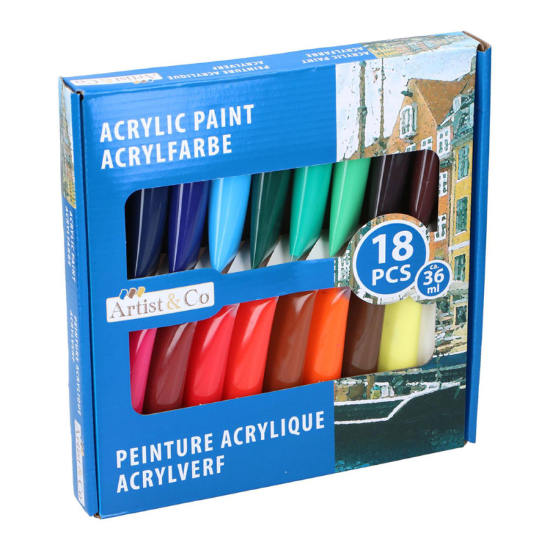 Set 18 pinturas acrílicas 36ml artist&co Set 18 pinturas acrílicas 36ml artist&co