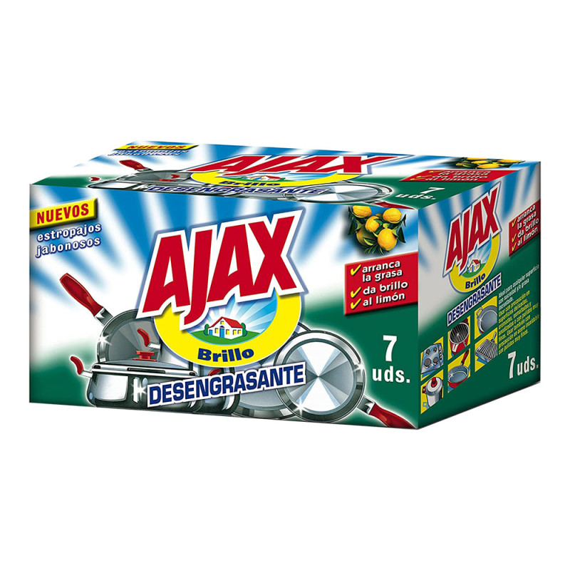 Estropajo jabonoso ajax desengrasante limón 7 uds Estropajo jabonoso ajax desengrasante limón 7 uds