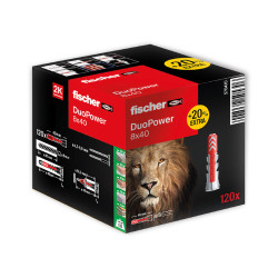 Pack 120 tacos duopower 8x40 caja (100+ 20 unidades gratis) 570410 fischer