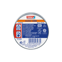 Cinta aislante homologada gris 20 m x 19 mm