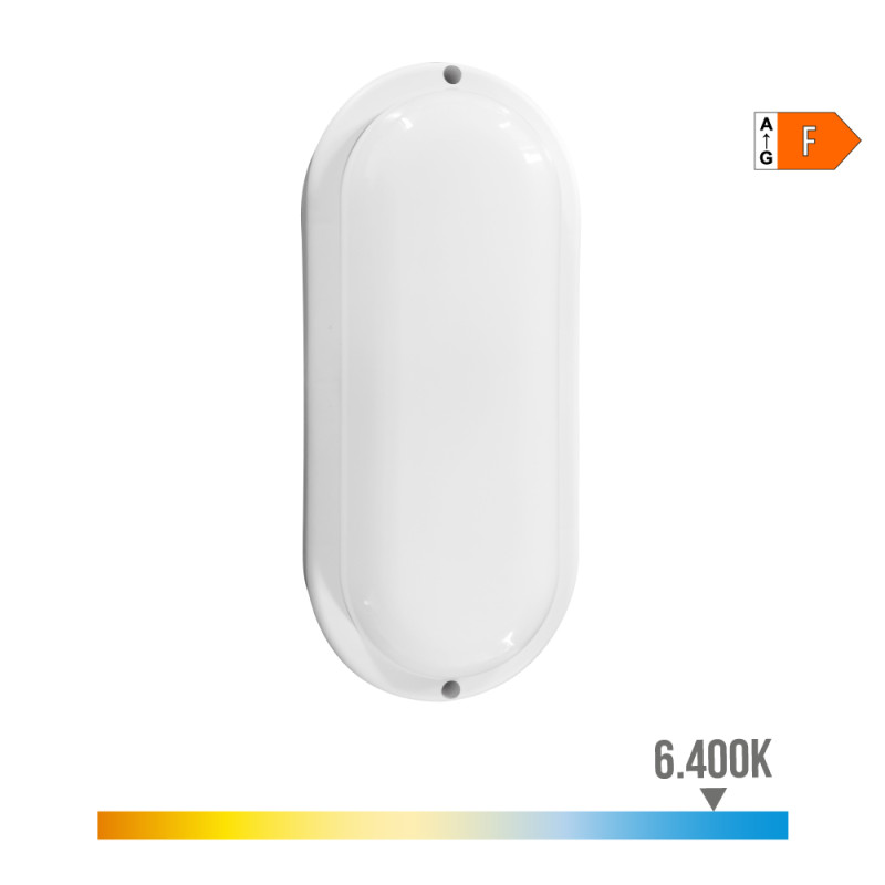 Aplique led oval con sensor crepuscular y de movimiento 18 w 1820 lm 6.400 k 23 x 10,2 x 4,5 cm Aplique led oval con sensor crepuscular y de movimiento 18 w 1820 lm 6.400 k 23 x 10,2 x 4,5 cm