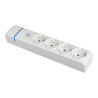 Base múltiple de 4 tomas 2p+t, 16 a 250 v con interruptor luminoso