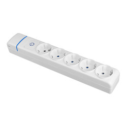 Base múltiple de 5 tomas 2p+t, 16 a 250 v con interruptor luminoso