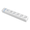 Base múltiple de 5 tomas 2p+t, 16 a 250 v con interruptor luminoso