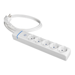 Prolongador con 5 tomas 2p+t, 16a 250v con interruptor luminoso, cable 1, 5 m