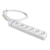 Prolongador con 5 tomas 2p+t, 16a 250v con interruptor luminoso, cable 1, 5 m