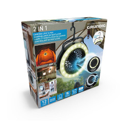 Luz y ventilador para acampar ø19,5 x 6,3 cm