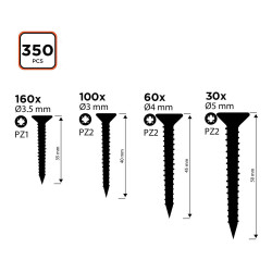 Surtido de tornillos para madera ss black+decker