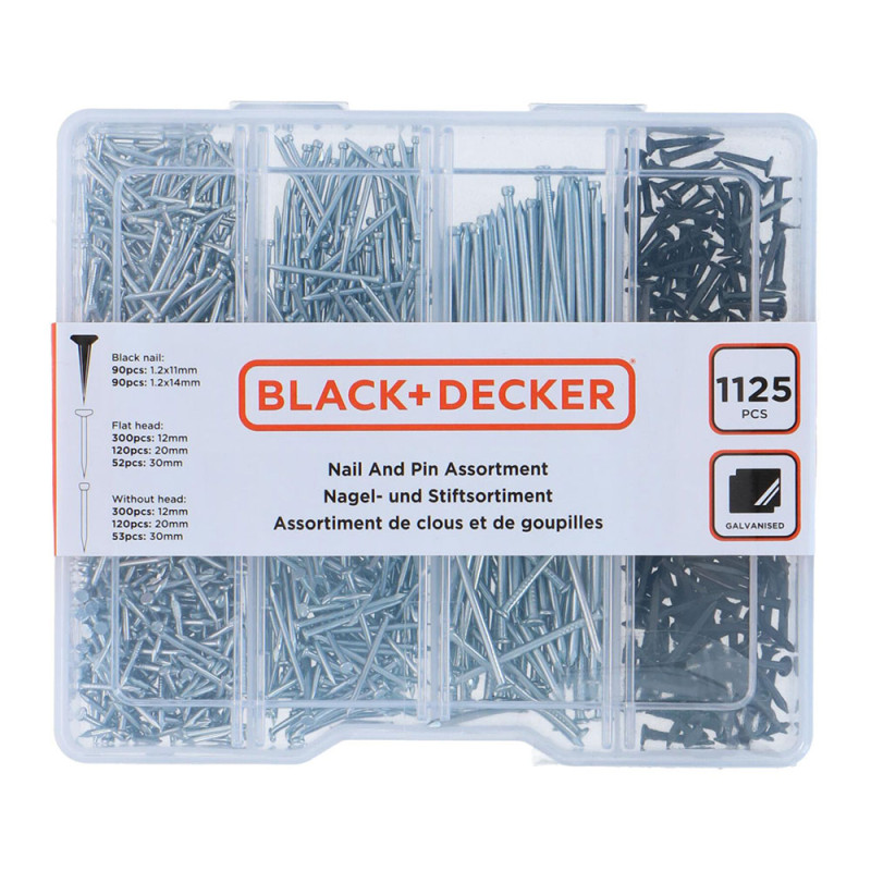 Surtido de clavos 1125 piezas black+decker Surtido de clavos 1125 piezas black+decker