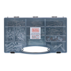 Surtido de tornillos/tacos/clavos 560 piezas black+decker