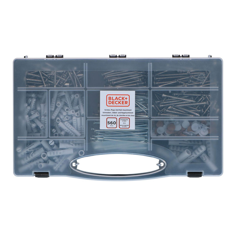 Surtido de tornillos/tacos/clavos 560 piezas black+decker Surtido de tornillos/tacos/clavos 560 piezas black+decker