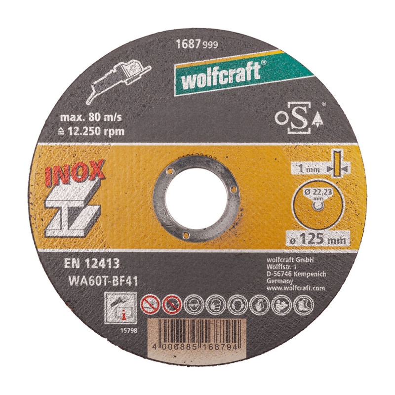 Disco corte inox ø125 x 1.0 x 22.2mm caja 10 unid 8463000 wolfcraft Disco corte inox ø125 x 1.0 x 22.2mm caja 10 unid 8463000 wolfcraft