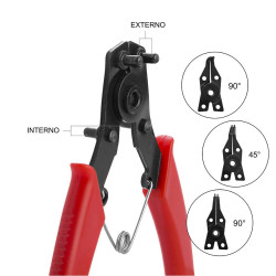 Alicates arandelas circlip 4-en-1, 155 mm