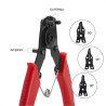 Alicates arandelas circlip 4-en-1, 155 mm