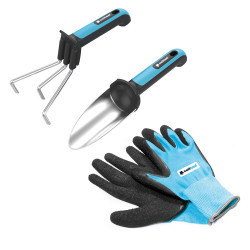 Kit mini de herramientas de mano y guantes jardín energo cellfast