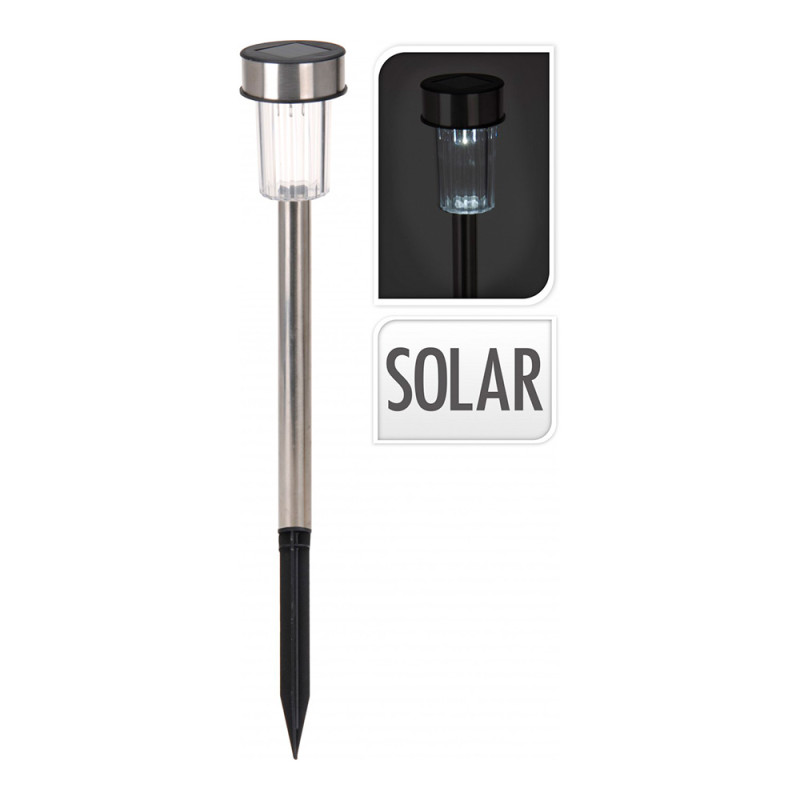 Estaca solar 36cm inox mod. cilindro euro/u Estaca solar 36cm inox mod. cilindro euro/u