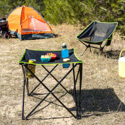 Mesa de camping textil plegable con funda cafolby. innovagoods