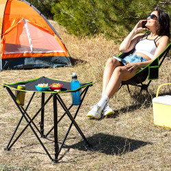 Mesa de camping textil plegable con funda cafolby. innovagoods