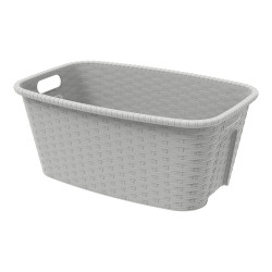Cesto para la ropa rattan color crema 35l, 59,5 x 39,5 x 25 cm
