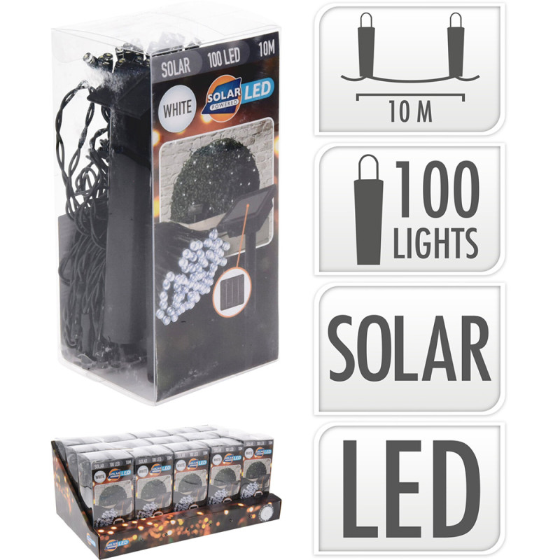 Guirnalda solar led, blanco frio, 100 leds, 10 m Guirnalda solar led, blanco frio, 100 leds, 10 m