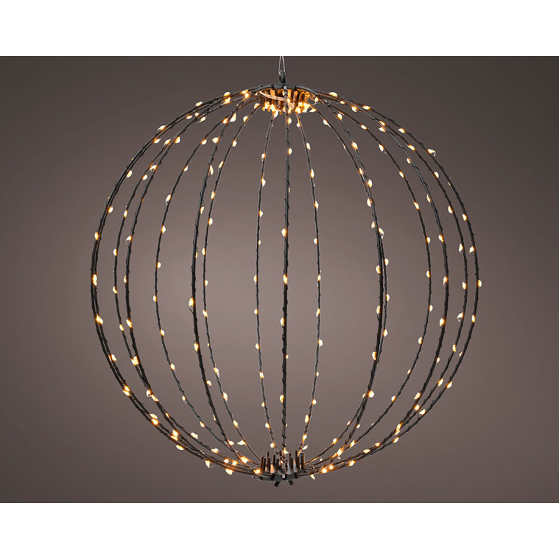 Adorno led colgante bola, de marco metálico negro, ø38cm. Adorno led colgante bola, de marco metálico negro, ø38cm.