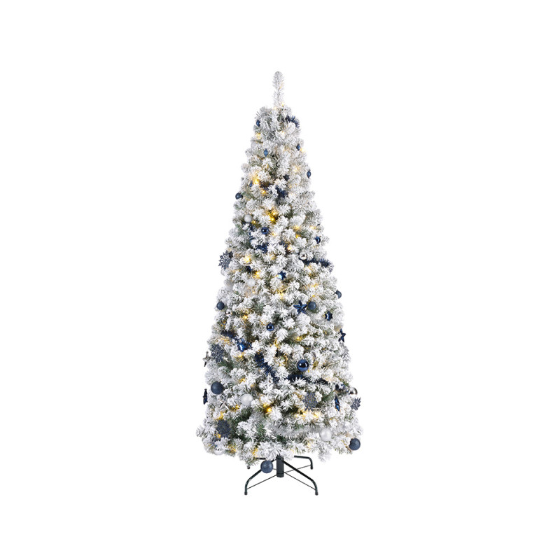 Arbol de navidad nevado plegable con microled parpadeantes y adornos, ø64x150cm. Arbol de navidad nevado plegable con microled parpadeantes y adornos, ø64x150cm.