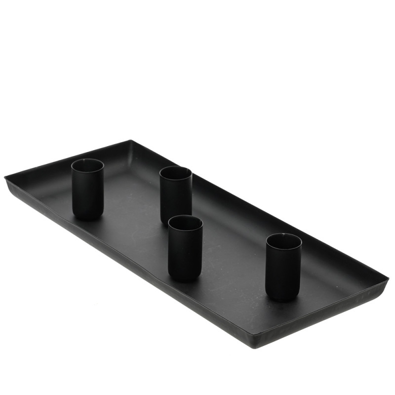 Candelero rectangular de hierro negro Candelero rectangular de hierro negro