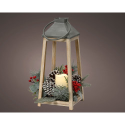 Farol con vela led, 15 x 15 x 36 cm