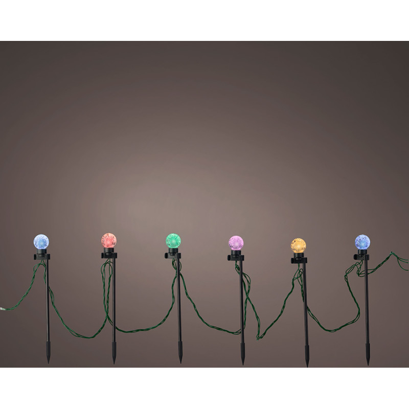 Guirnalda microleds parpadeante, 20 luces con estaca, blanco cálido/multicolor. Guirnalda microleds parpadeante, 20 luces con estaca, blanco cálido/multicolor.