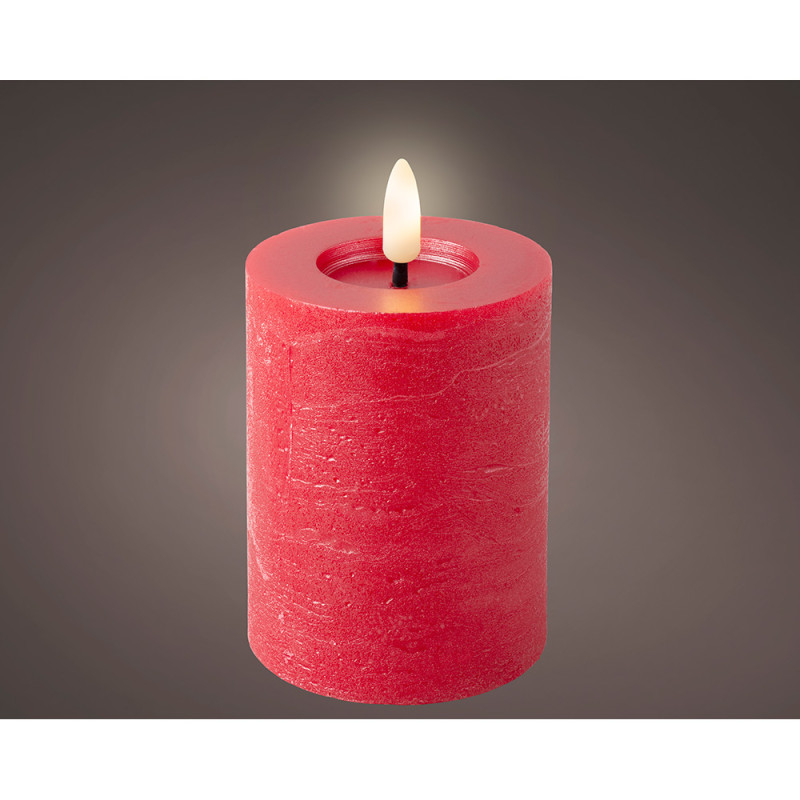 Vela de cera roja led, superficie rústica, ø7 x 12 cm Vela de cera roja led, superficie rústica, ø7 x 12 cm