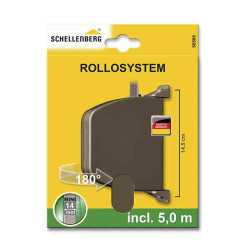 Recogedor exterior abatible giratorio 180° con 5 m de cinta, 28 x 159 x 120 mm marrón