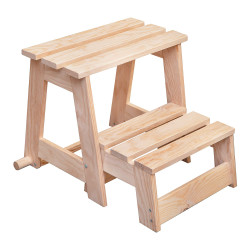 Escalera taburete de madera, 2 peldaños. astigarraga