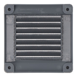 Rejilla ventilación cuadrada con tapones y mosquitera 100x100x7mm abs gris