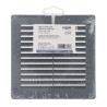 Rejilla ventilación cuadrada con tapones y mosquitera 150x150x7mm abs gris