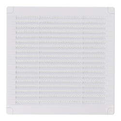 Rejilla ventilación cuadrada con tapones y mosquitera 200x200x7mm abs blanca
