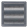 Rejilla ventilación cuadrada con tapones y mosquitera 200x200x7mm abs gris