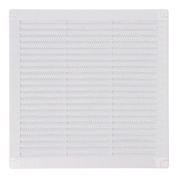 Rejilla ventilación cuadrada con tapones y mosquitera 250x250x7mm abs blanca