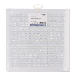 Rejilla ventilación cuadrada con tapones y mosquitera 250x250x7mm abs blanca